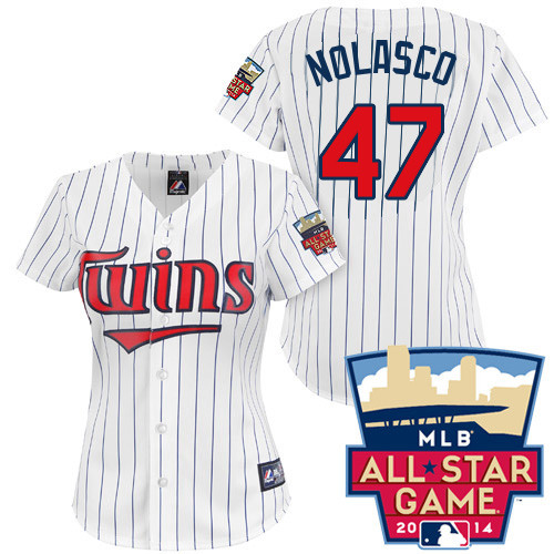 Ricky Nolasco #47 mlb Jersey-Minnesota Twins Women's Authentic 2014 ALL Star Home White Cool Base Baseball Jersey